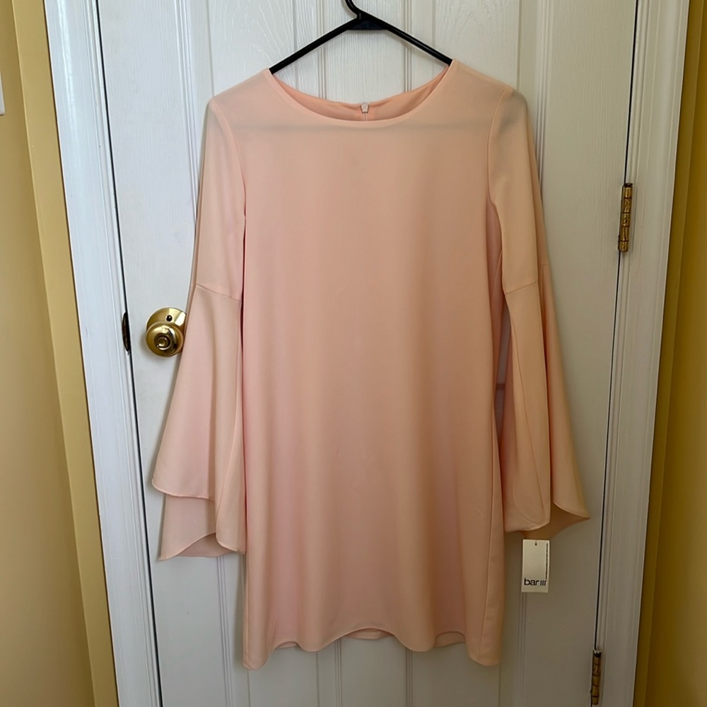 Bar III bell sleeve dress, peach, size small, brand new
